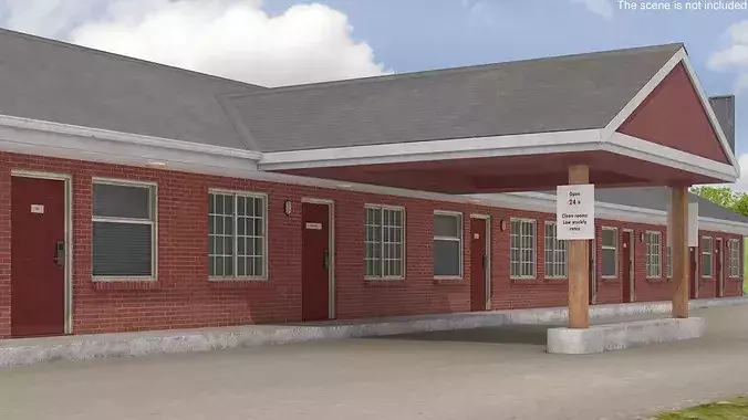 Highway Motel Building 3D model 2
