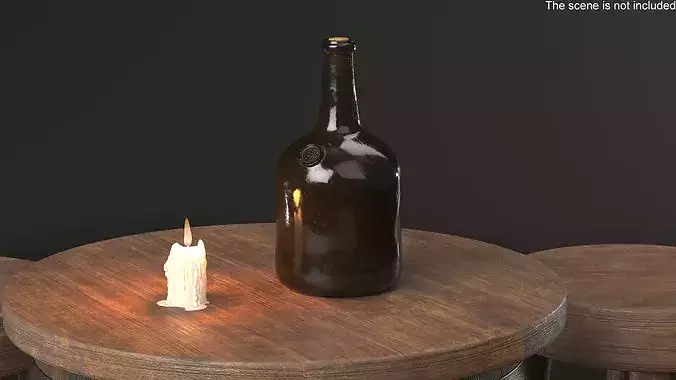 Barrel Table with Stools 3D model 6