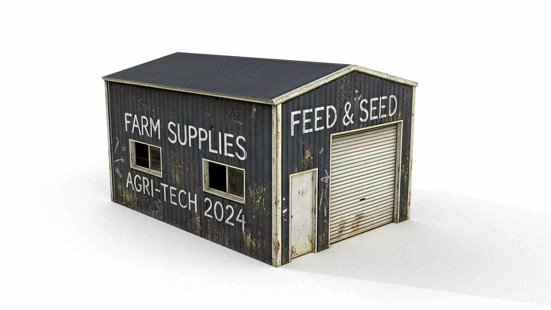 Modern farm supply store Low-poly 3D model