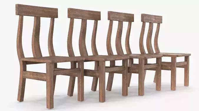 Round Table with Chairs 3D model 6