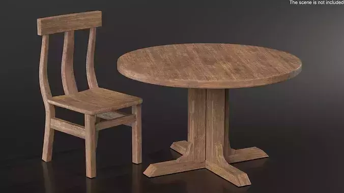 Round Table with Chairs 3D model 3