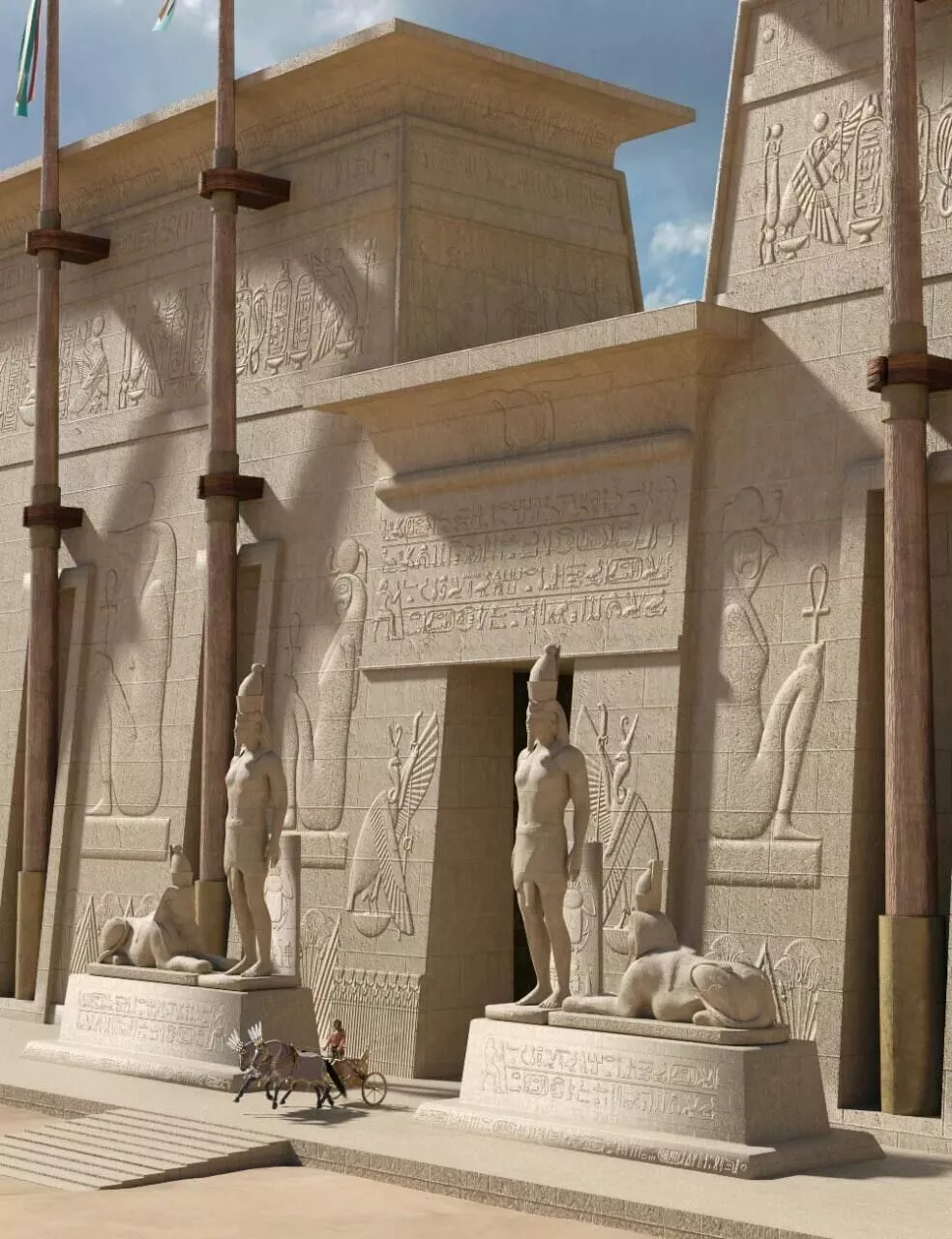Ancient Egyptian Temple Architecture Low-poly 3D model