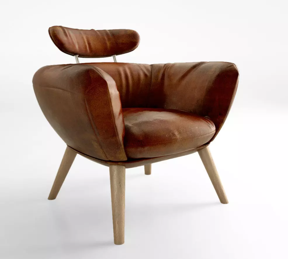 Schots Saturn Genuine Leather Vintage Armchair 3D model