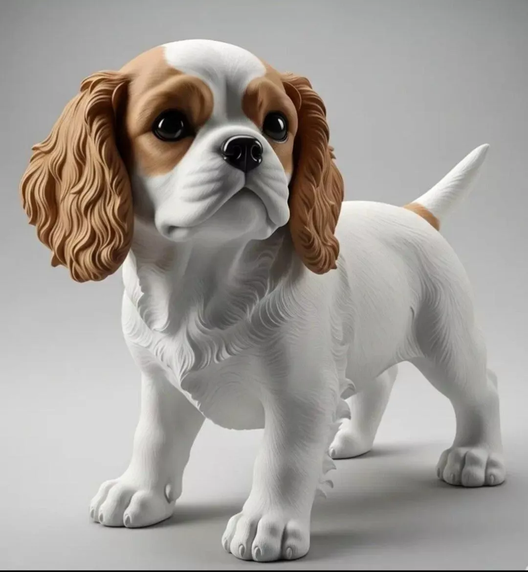 Cute Cavalier King Charles Spaniel Puppy Figurine 3D model