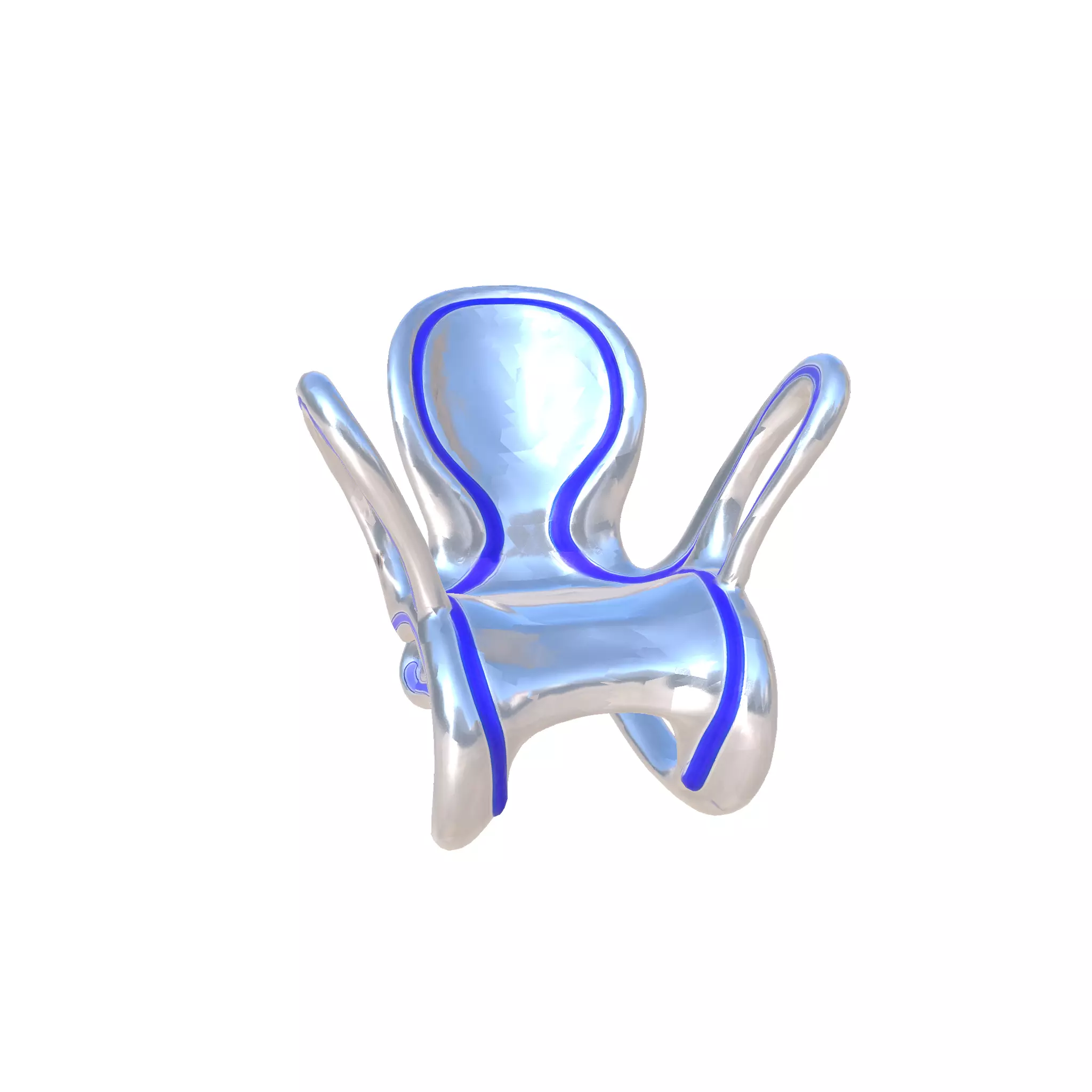 Streamlined metallic swivel chair Low-poly 3D model