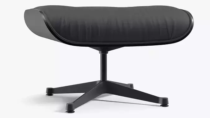 Ottoman for Lounge Chair Black 3D model 7