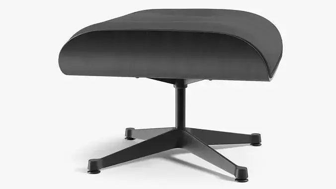 Ottoman for Lounge Chair Black 3D model 6