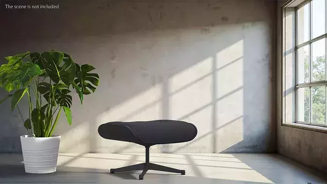 Ottoman for Lounge Chair Black 3D model 2