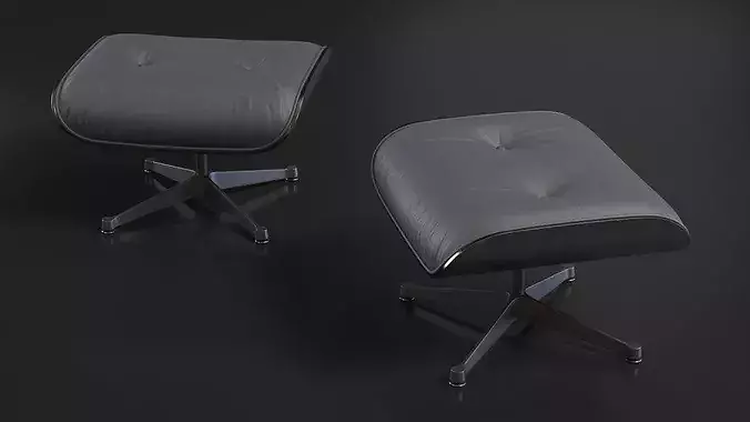 Ottoman for Lounge Chair Black 3D model 5