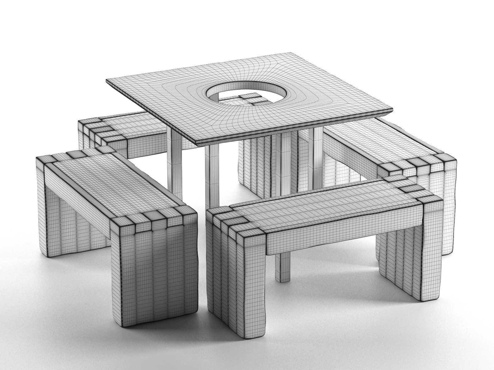 Tartinery Nolita Dining Tables and Benches 3D model_1