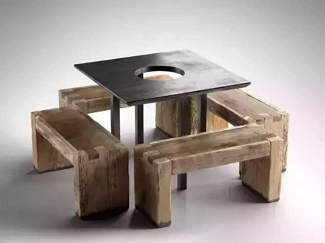 Tartinery Nolita Dining Tables and Benches 3D model