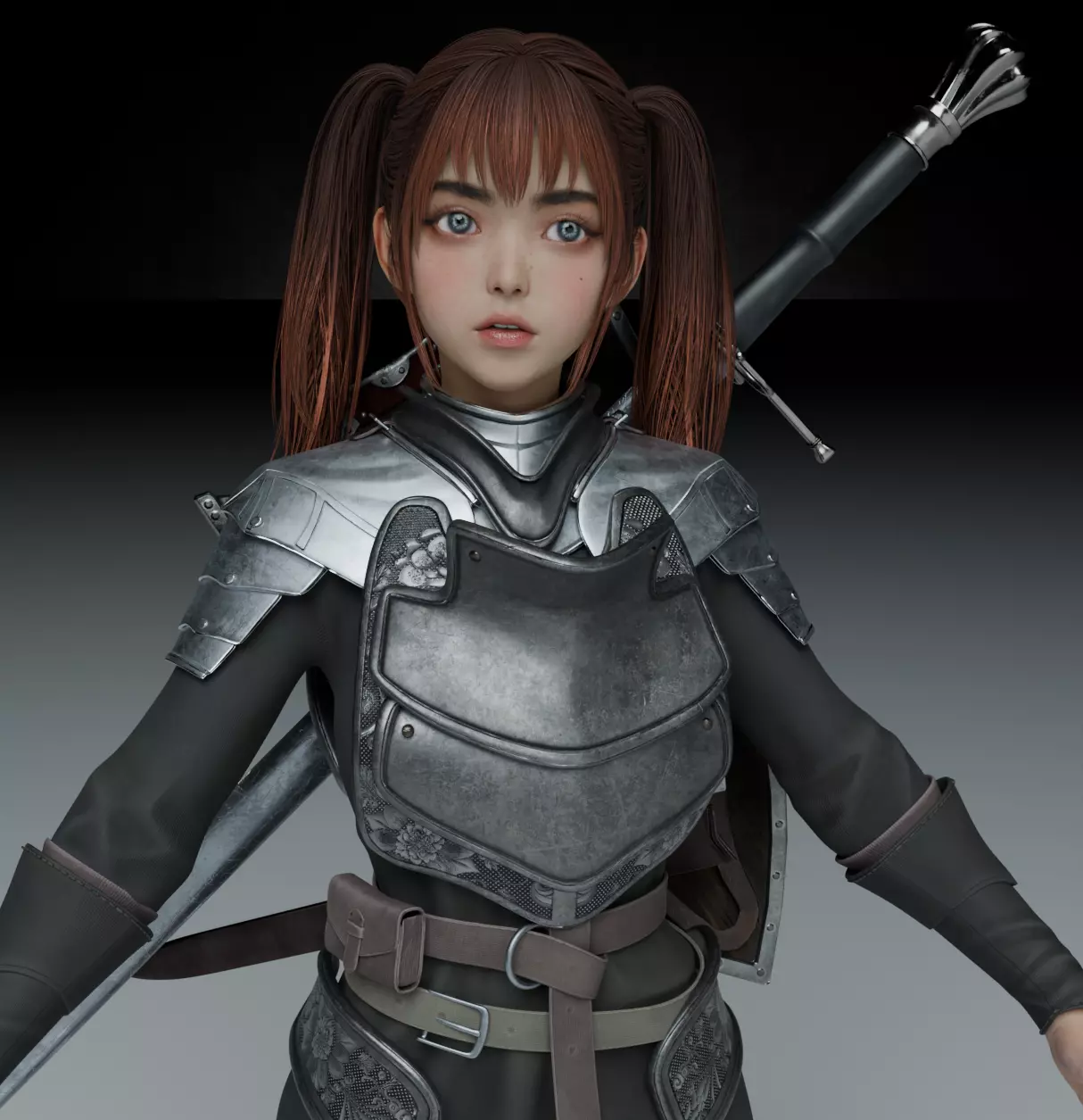 Female - Knight PBR 8k high detail full - rigged 2026 3D model