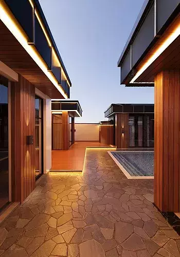 Modern Luxury Exterior Courtyard with Swimming Pool 3D model