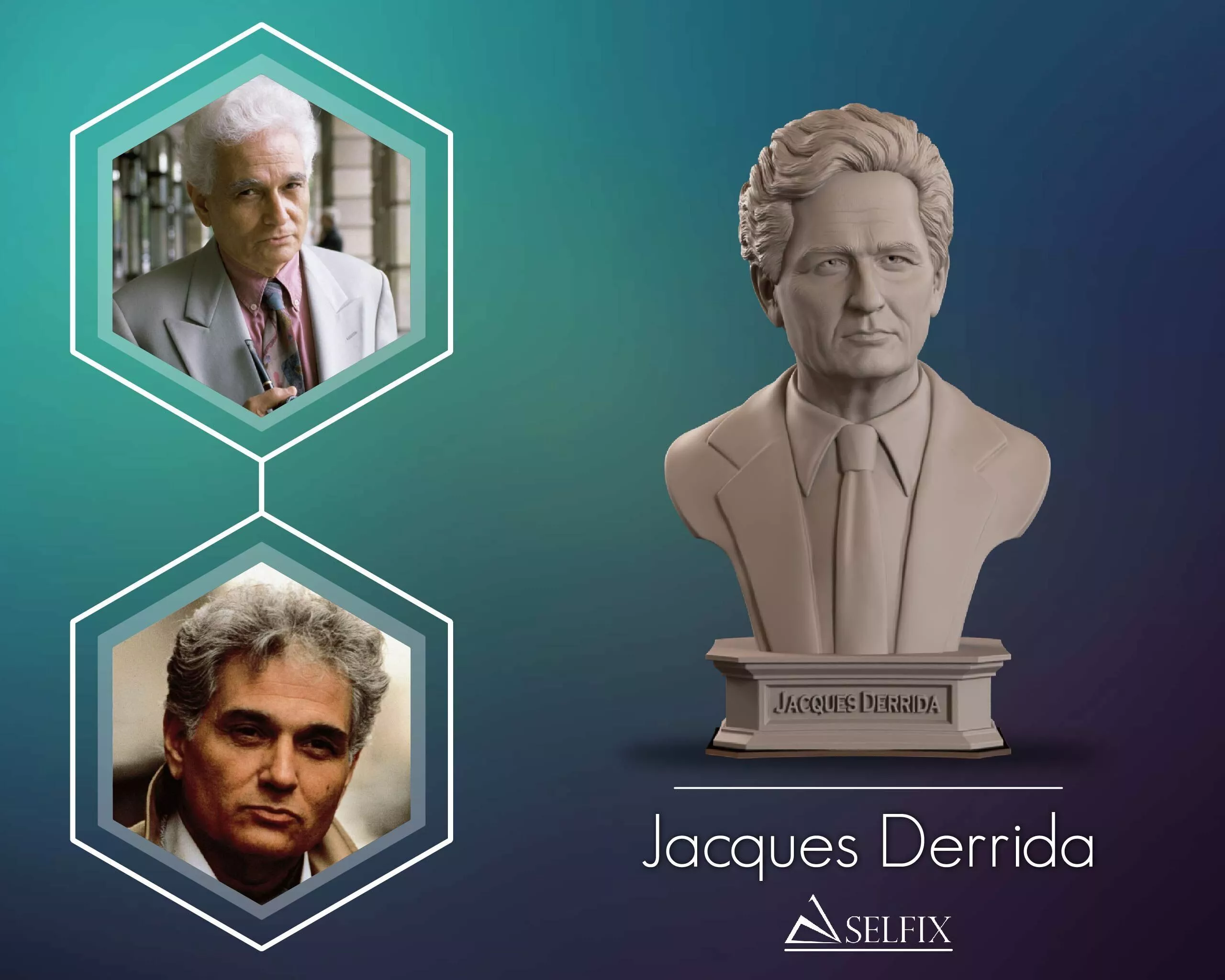 Jacques Derrida Bust Sculpture 3D print model