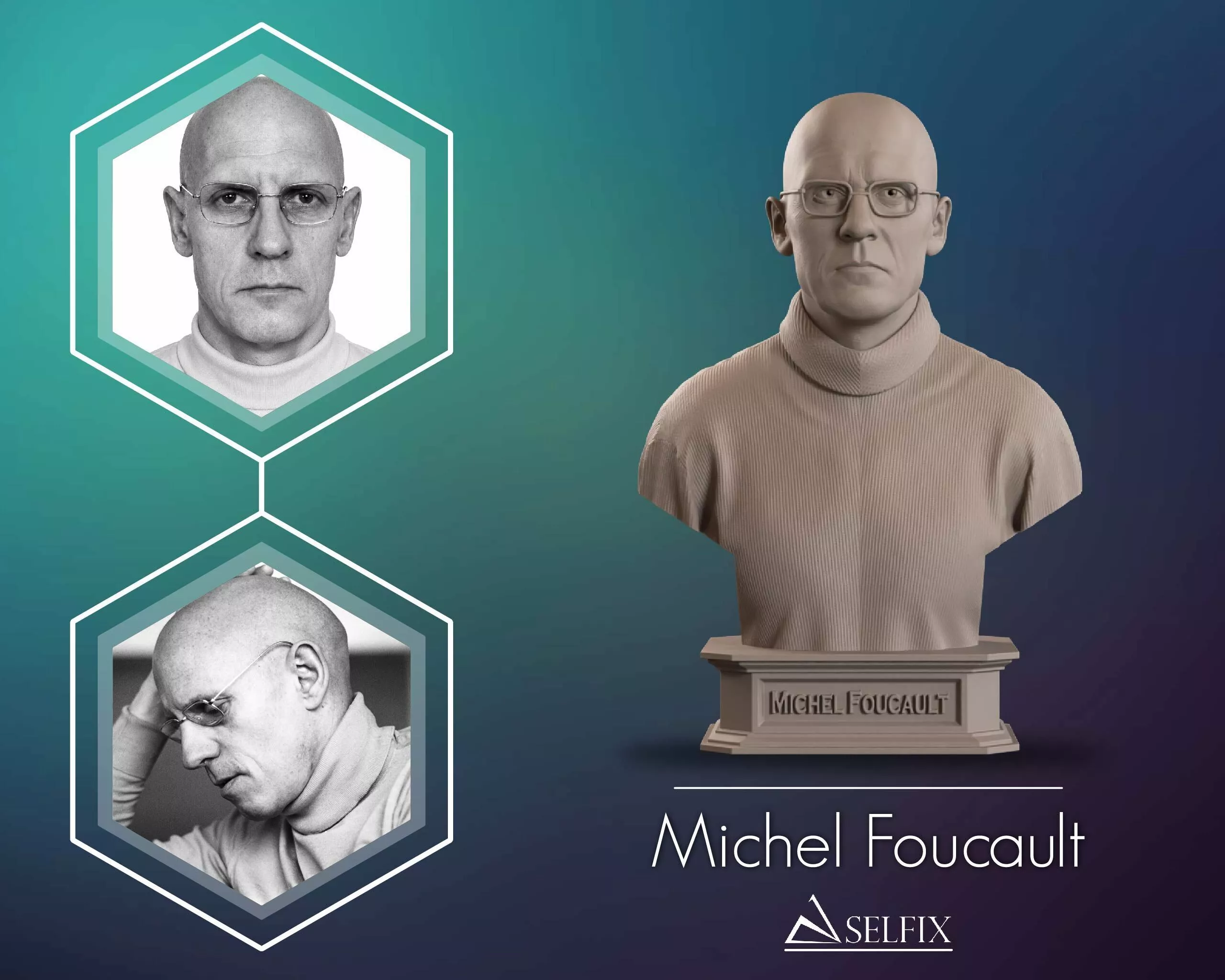 Jacques Derrida Bust Sculpture 3D print model