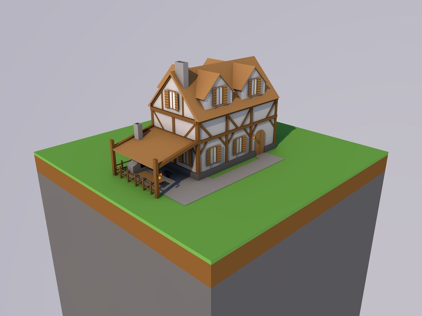 Low-Poly House Blacksmith Free low-poly 3D model_4