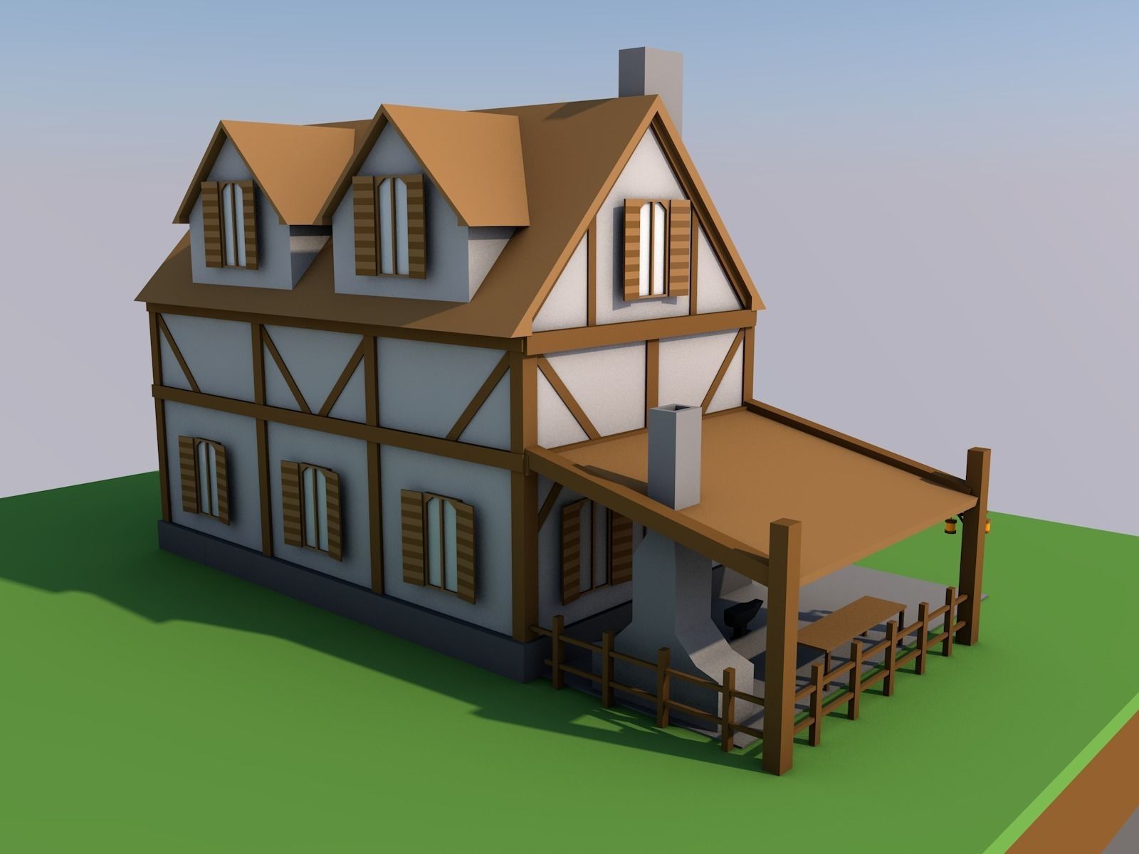 Low-Poly House Blacksmith Free low-poly 3D model_3