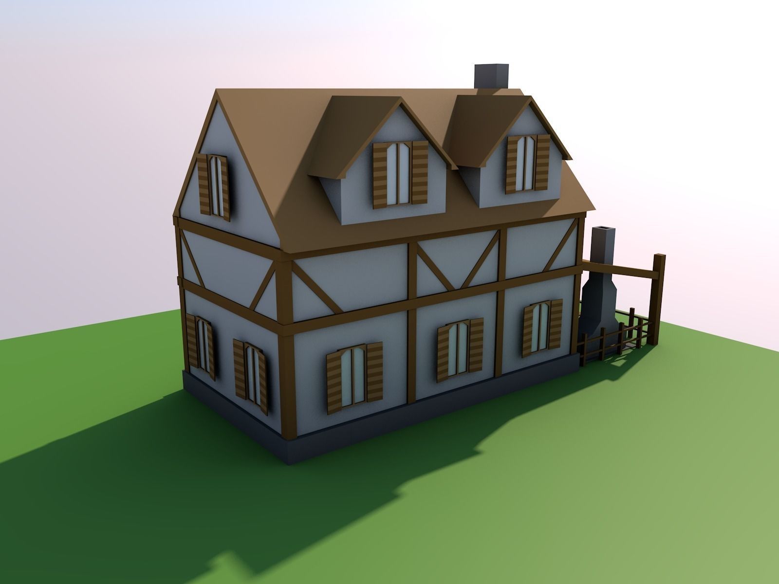 Low-Poly House Blacksmith Free low-poly 3D model_2