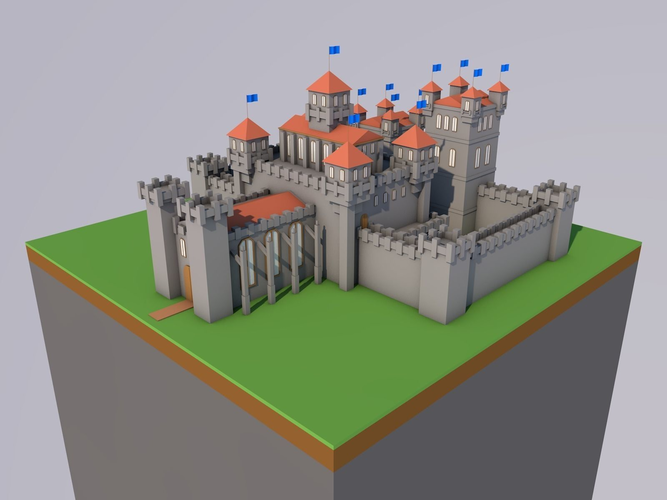 Low-Poly Castle Free low-poly 3D model