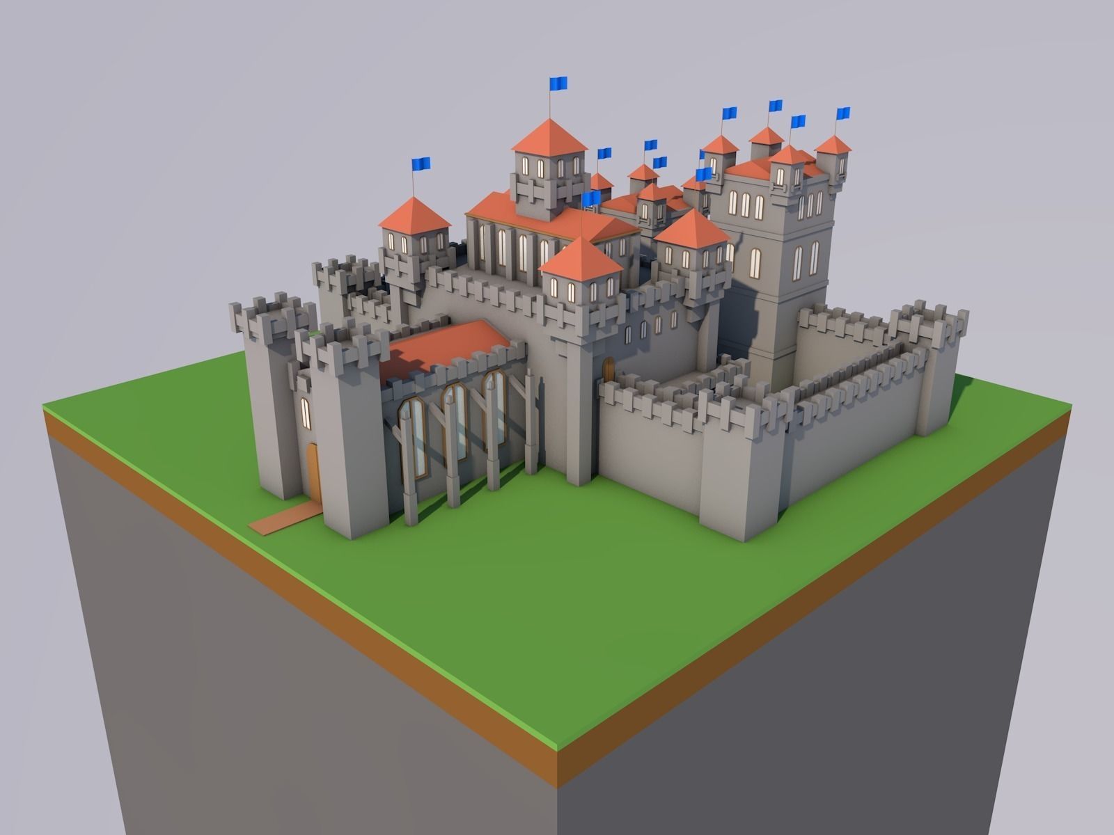 Low-Poly Castle Free low-poly 3D model_0