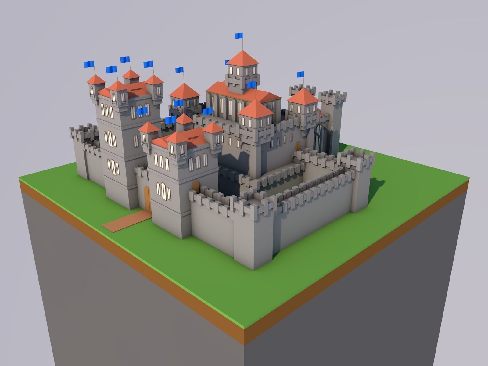 Low-Poly Castle Free low-poly 3D model_1