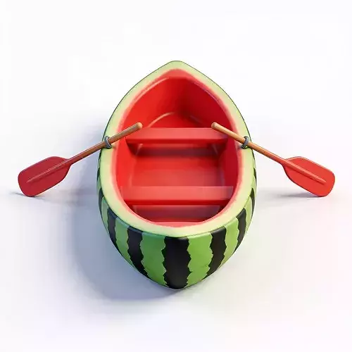 Stylized 3D Whimsical Watermelon Row Boat Model