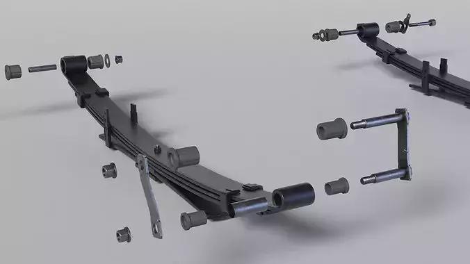 Rear Leaf Spring Set Exploded View 3D model 6