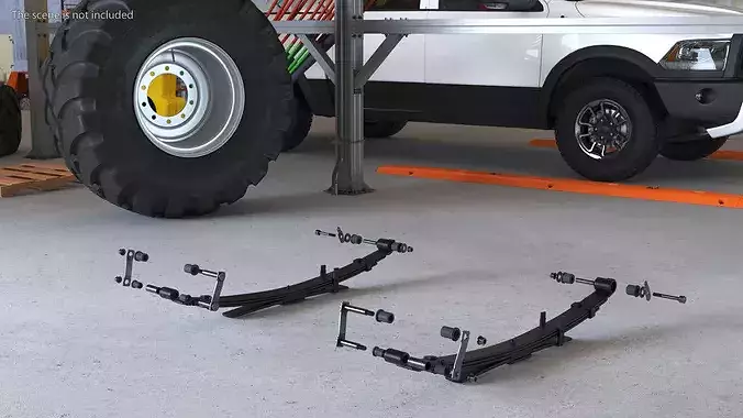 Rear Leaf Spring Set Exploded View 3D model 2