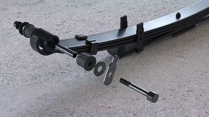 Rear Leaf Spring Set Exploded View 3D model 4