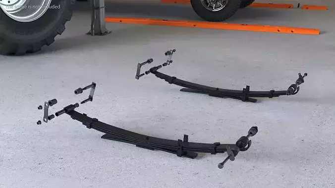 Rear Leaf Spring Set Exploded View 3D model 3