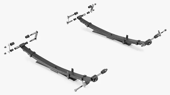 Rear Leaf Spring Set Exploded View 3D model