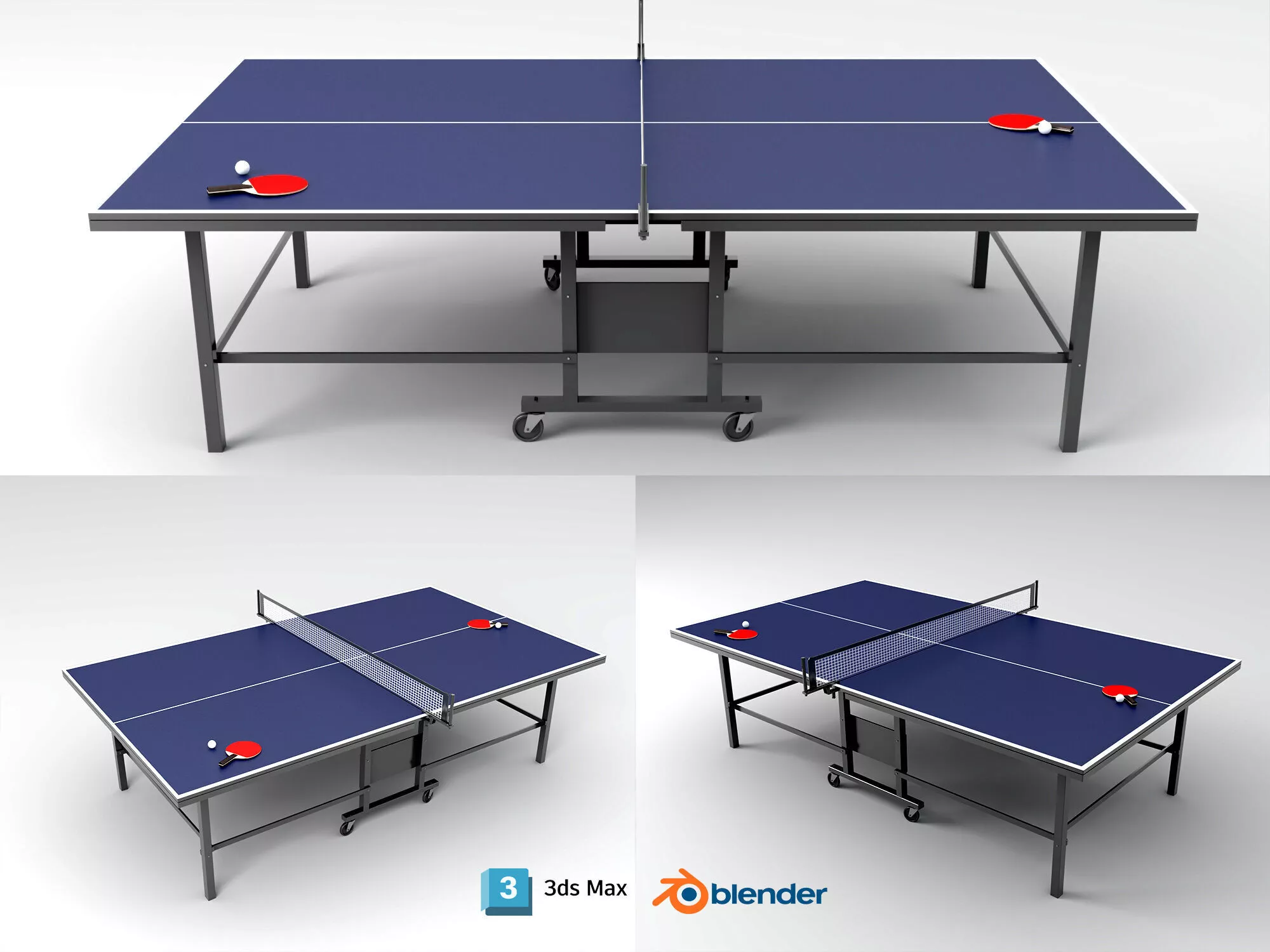 Professional Table Tennis Table Low-poly 3D model