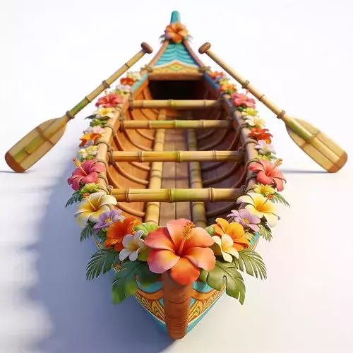 Stylized 3D Whimsical Hawaiian Canoe Model