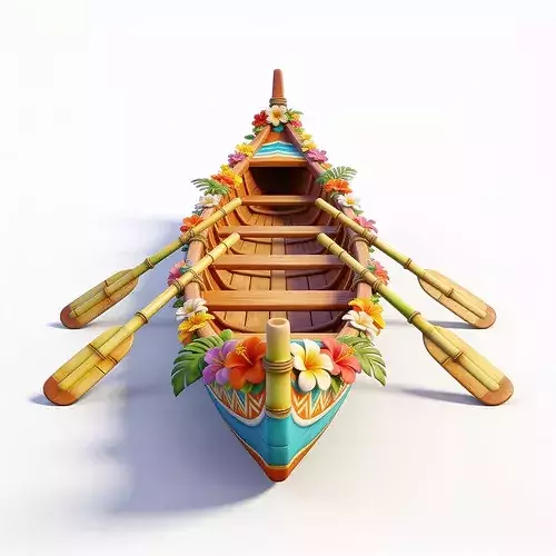Stylized 3D Whimsical Hawaiian Canoe Model