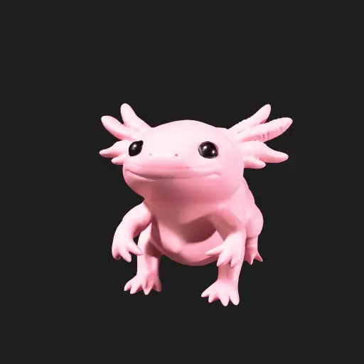 Stylized Axolotl Figurine Game Ready PBR 3D model
