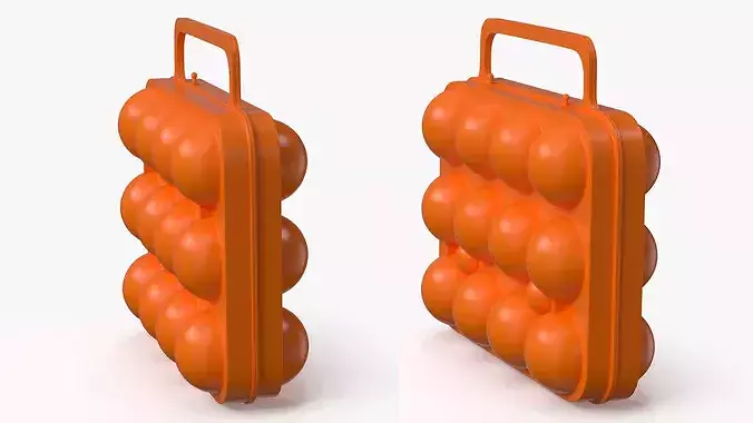Portable Eggs Protective Box Orange 3D model 5