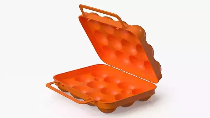 Portable Eggs Protective Box Orange 3D model 7