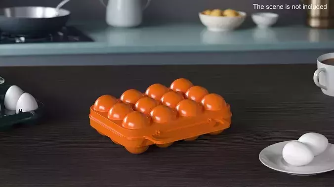 Portable Eggs Protective Box Orange 3D model 2