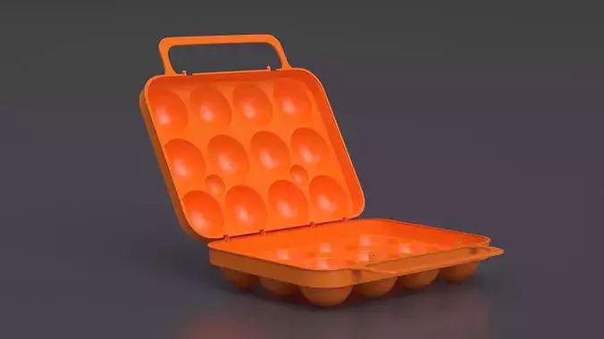 Portable Eggs Protective Box Orange 3D model 4
