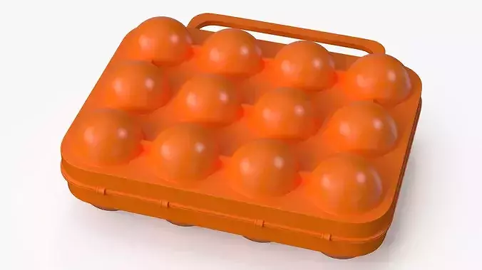 Portable Eggs Protective Box Orange 3D model 6