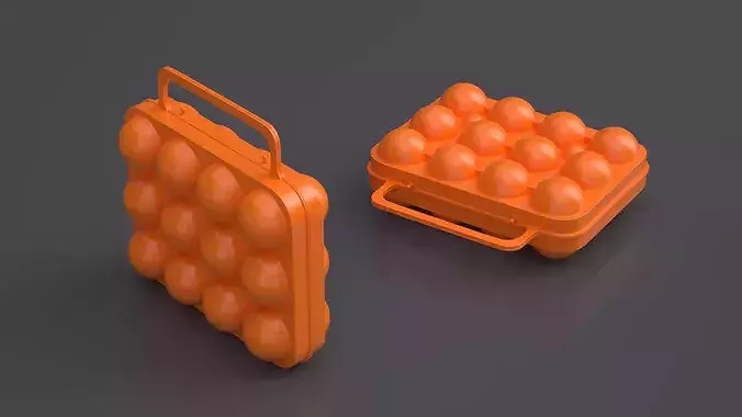 Portable Eggs Protective Box Orange 3D model 3