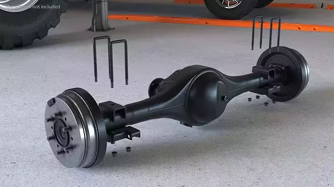 Solid Rear Axle Drum Brake Exploded View 3D model 2