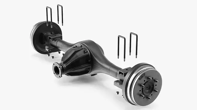 Solid Rear Axle Drum Brake Exploded View 3D model