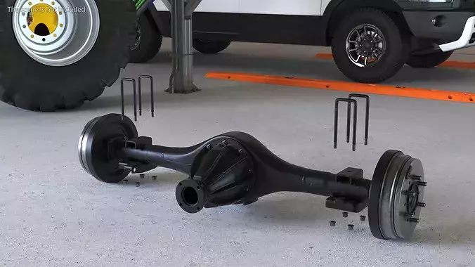 Solid Rear Axle Drum Brake Exploded View 3D model 3