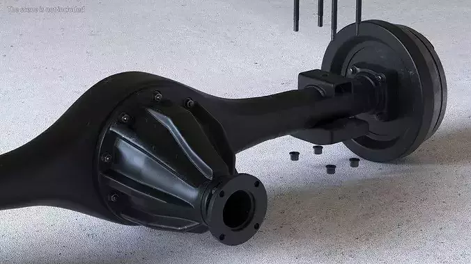 Solid Rear Axle Drum Brake Exploded View 3D model 4