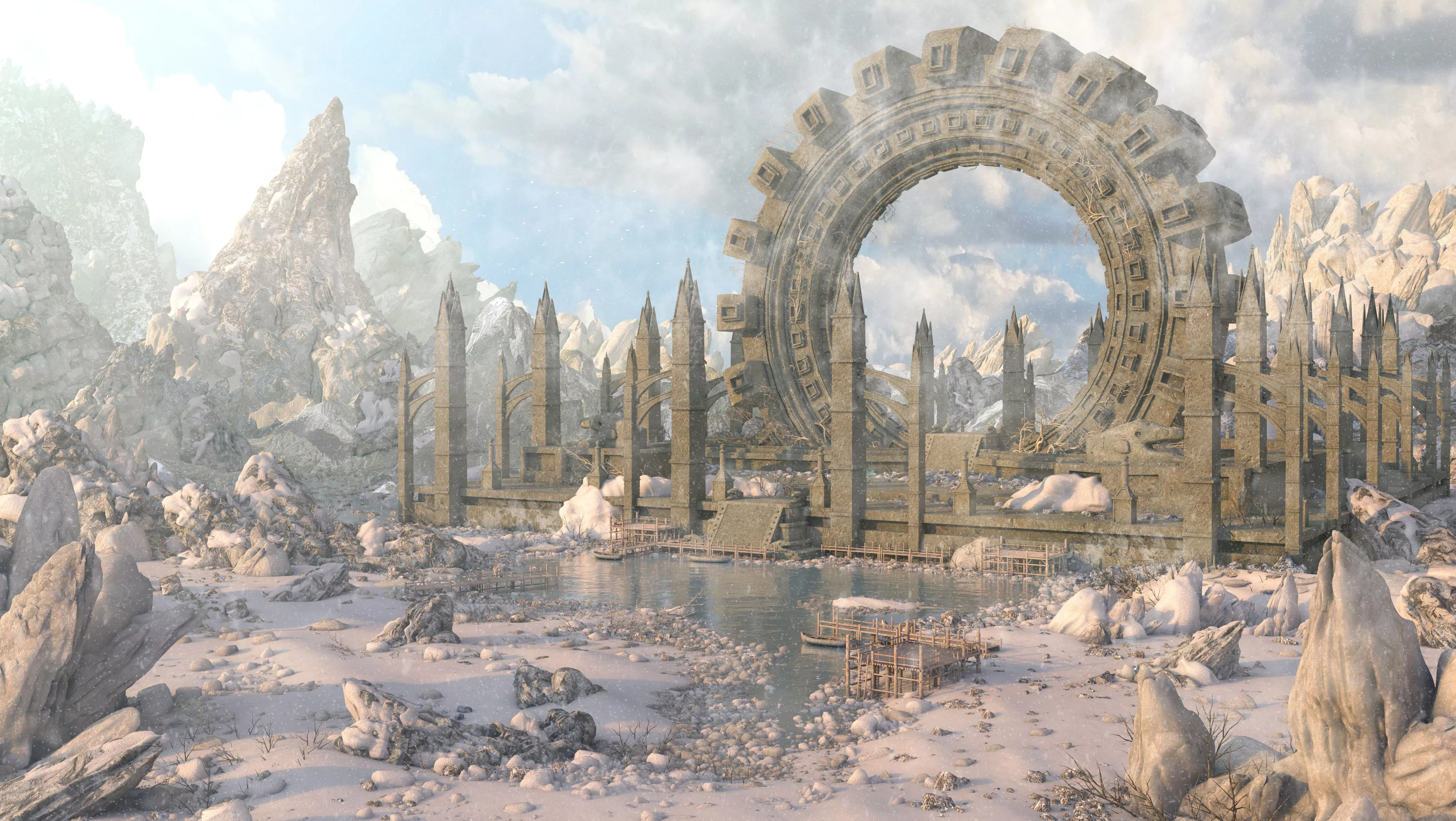 Winter Ancient StarGate Environment 3D model