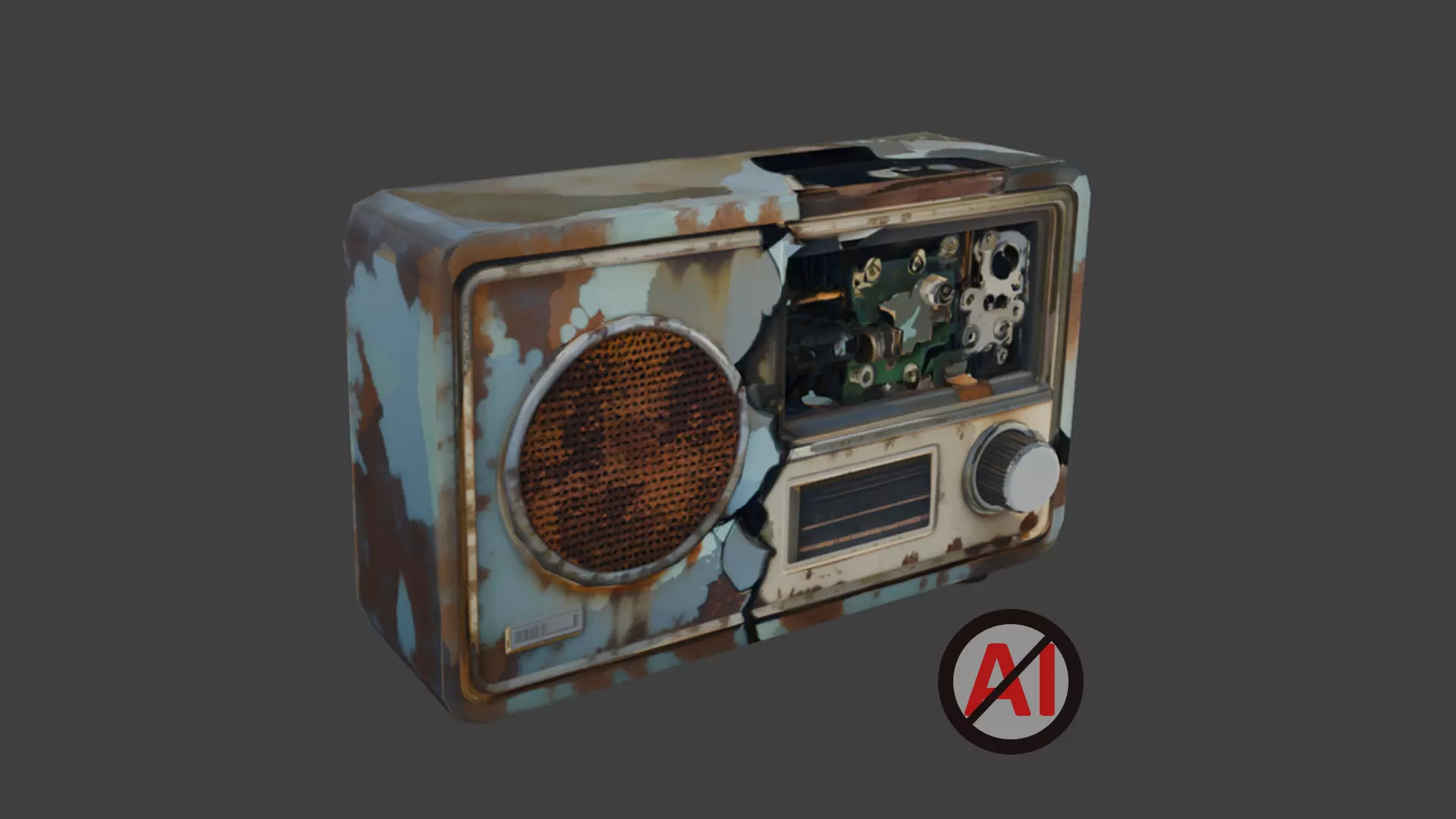 Rusty Vintage Radio Low-poly 3D model