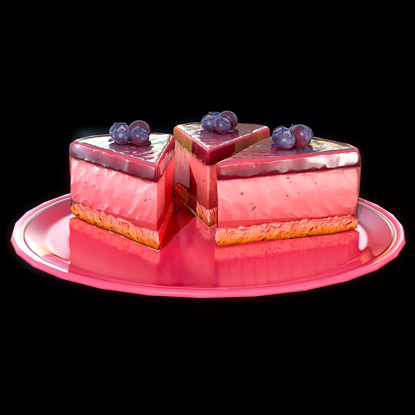 Blueberry Jelly Cheesecake Low-poly 3D model