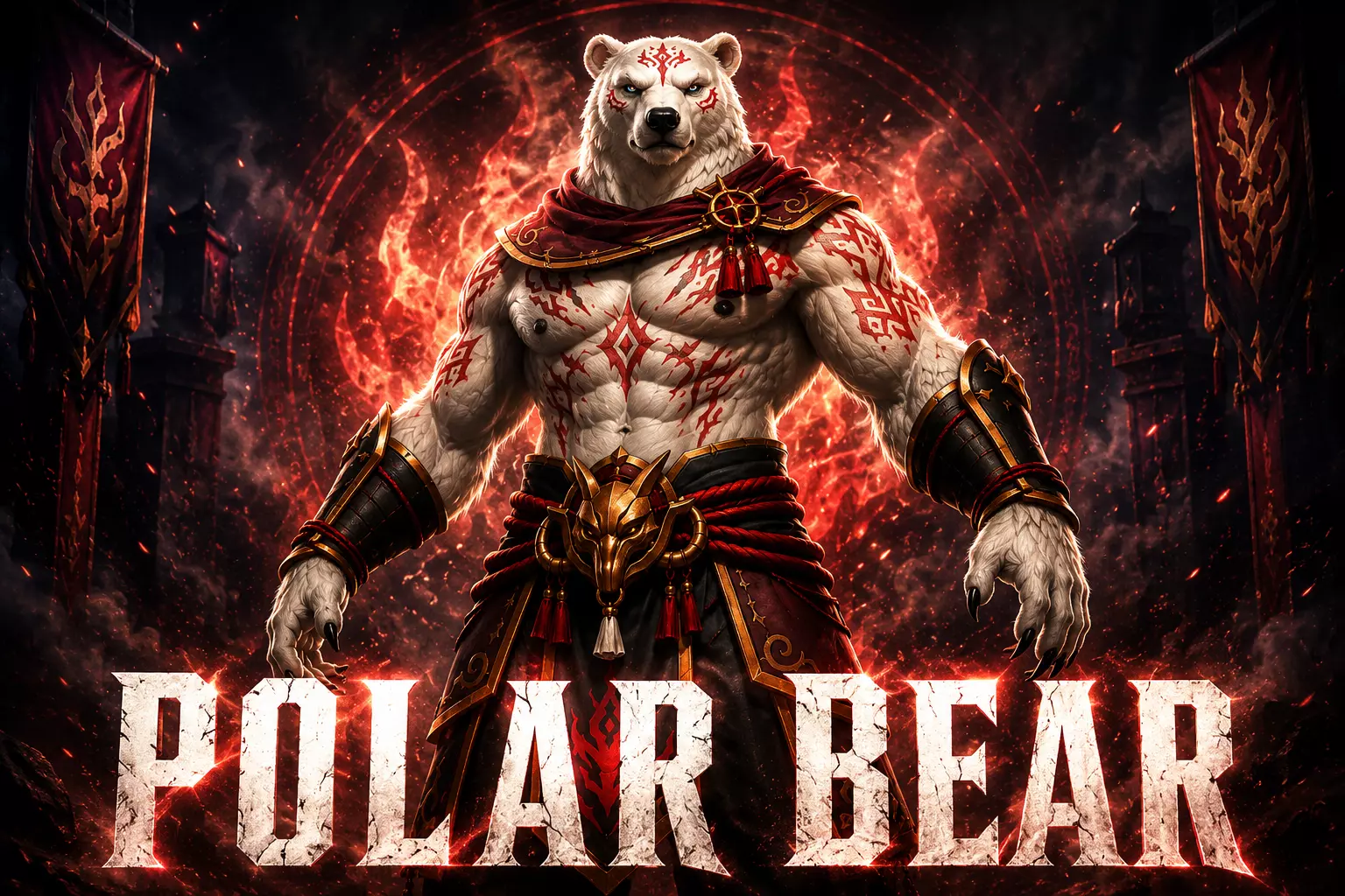 Stylized Polar Bear Warrior Low Poly Rigged Character Low-poly 3D model