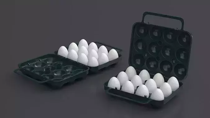 Portable Holder with Eggs Open 3D model 3
